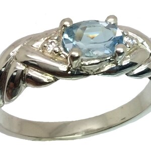 14k Aquamarine & Diamomds Ring, W-Y-R , Free Sizing.