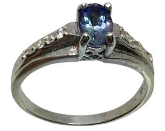 14k Tanzanite & Diamonds Ring, W-Y-R, Free Sizing