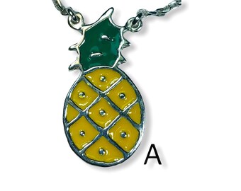 Pineapple  Enemel Silver Necklace
