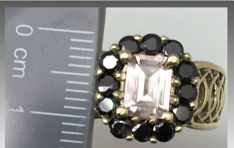 FREE SIZING 14k Morganite /& Onyx Ring