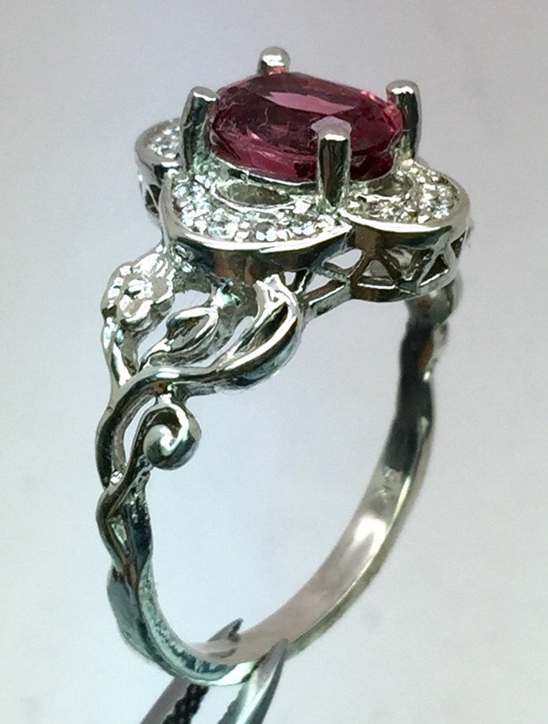 14k Pink Tourmaline /& Diamonds Ring FREE SIZING