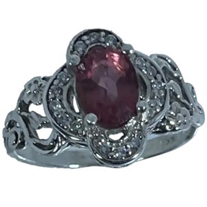 14k Pink Tourmaline & Diamonds Ring, FREE SIZING