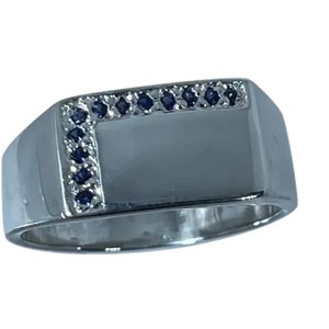 14k Blue Sapphire  Male Ring, free resize.