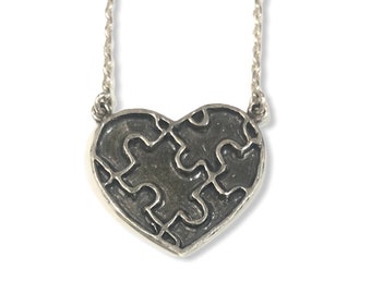 Heart Puzzle  .925 Silver Necklace