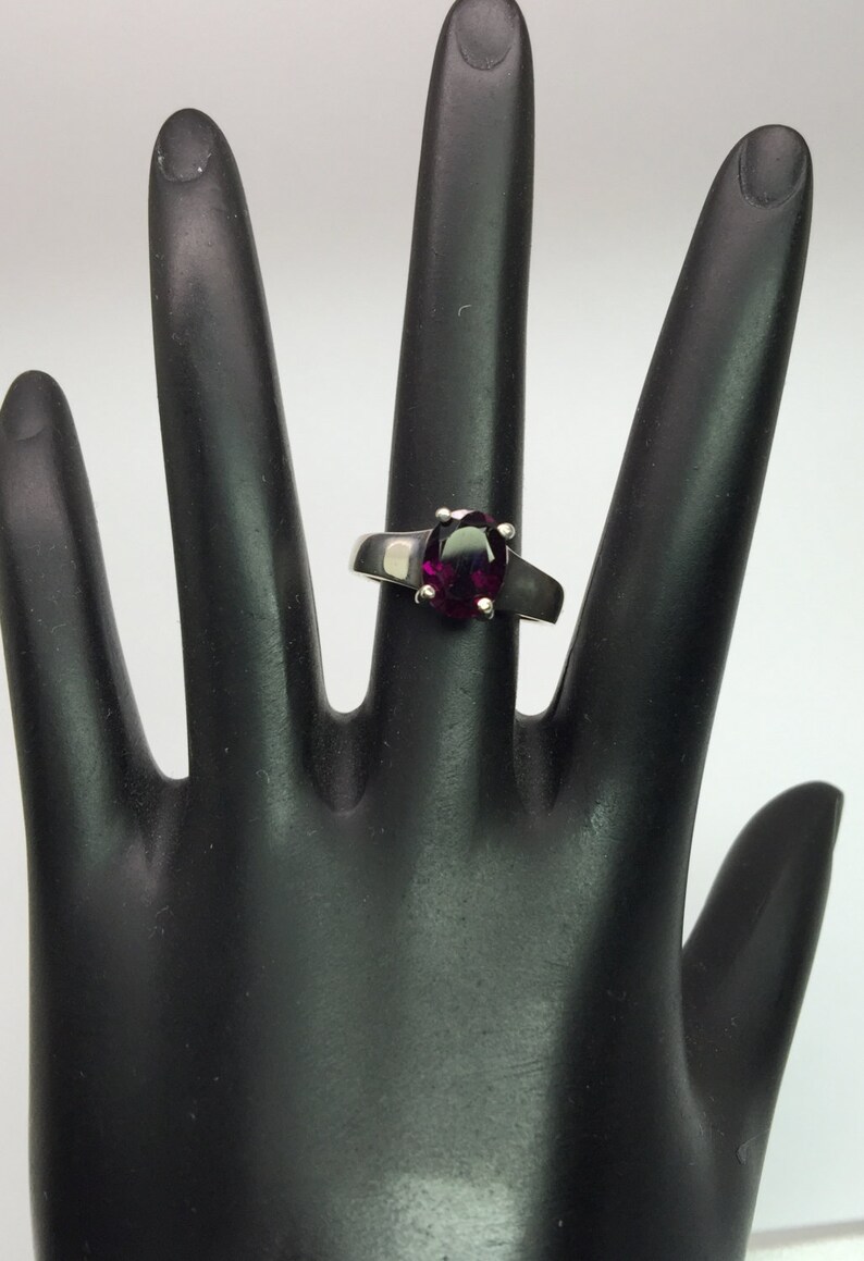 14k Rhodolite Garnet Ring Yellow USA made. Rose Gold FREE Sizing White