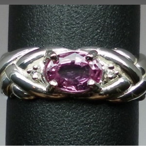 14k Pink Sapphire & Diamonds Ring, FREE SIZING