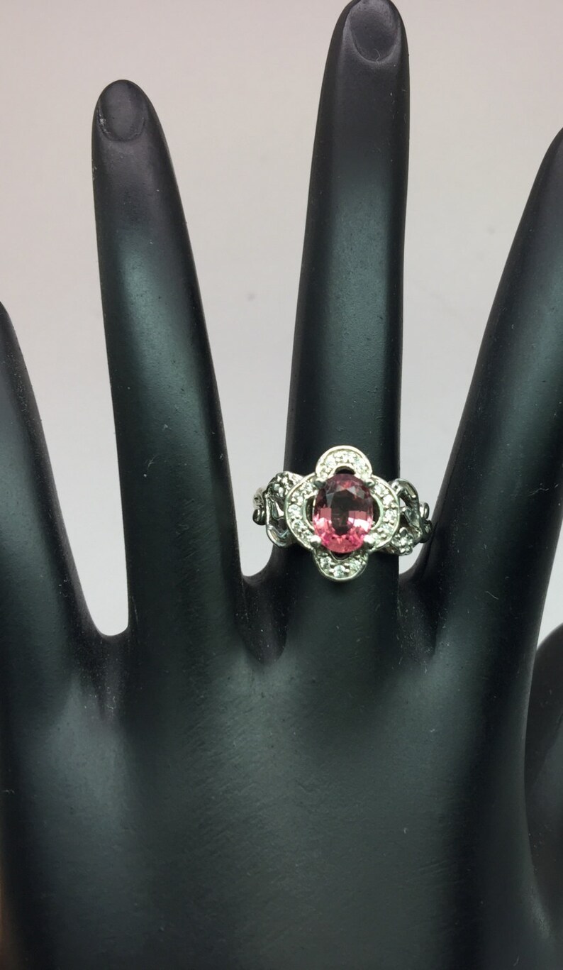 14k Pink Tourmaline /& Diamonds Ring FREE SIZING