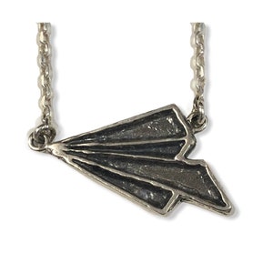 Paper Airplane Crane  .925 Silver Necklace