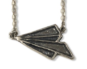 Paper Airplane Crane  .925 Silver Necklace