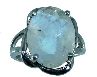 14k Rainbow Moonstone  Ring, FREE SIZING, White, Yellow, Rose Gold, USA made.