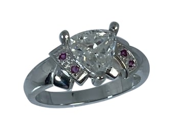 14k Moissanite & Ruby Ring, Free Resize