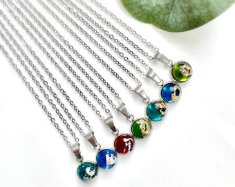 Fused Glass + Metal Leaf Necklace