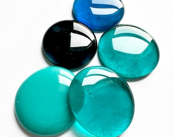 5 Pieces, Fused Glass Pebbles/Cool Mix 3-Aqua, Blue/Mosaic, Stained Glass & Craft Supplies, Assorted Sizes, COE96