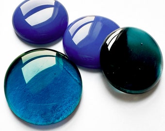 4 Pieces, Fused Glass Pebbles/Cool Mix 2-Blue/Mosaic, Stained Glass & Craft Supplies, Assorted Sizes, COE96