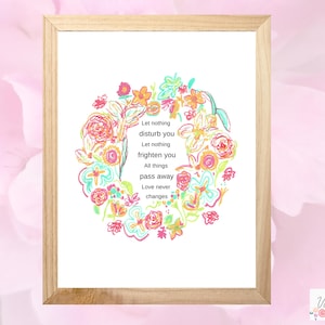 Catholic Quote Decor For Living Room/ Let Nothing Disturb You Quote/ Catholic Print/ Catholic Gift for Every Occasion