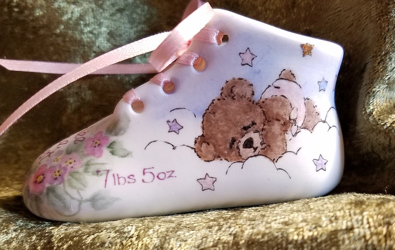 Personalized Porcelain Bisque Baby Shoe Birth Keepsake Etsy