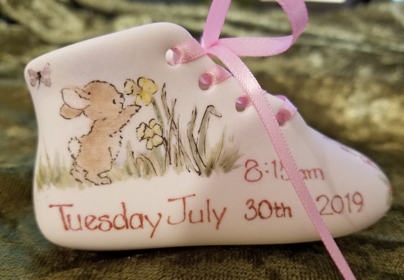 Customized Porcelain Bisque Baby Shoe Birth Keepsake Etsy
