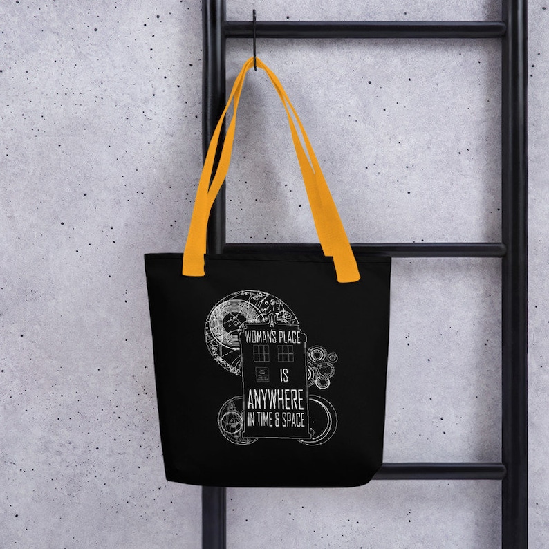 A Woman/'s Place is Anywhere in Time and Space Thirteenth Doctor Tote Bag Doctor Who inspired