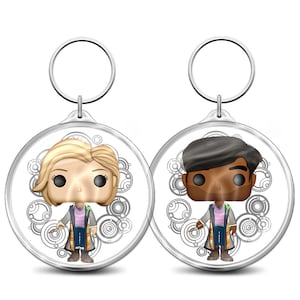 Doctor Who AND The Master - Power of the Doctor  thirteenth Doctor Funkopop Style Key Fob / Bag Charm / Key Ring