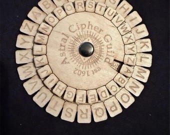 3” Wooden Cipher Wheel – Personalized Spy Decoder Gift, Secret Code Puzzle, Escape Room Prop, Detective Party Favor  Free shipping