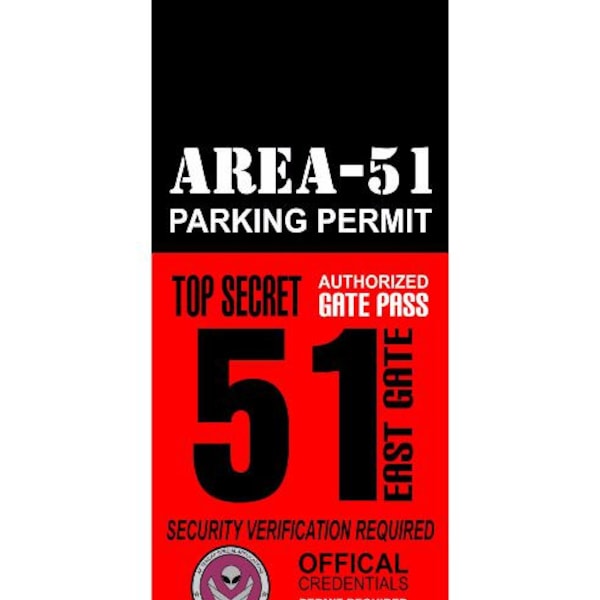 Area 51 Parking Permit Mirror hanger - FREE SHIPPING