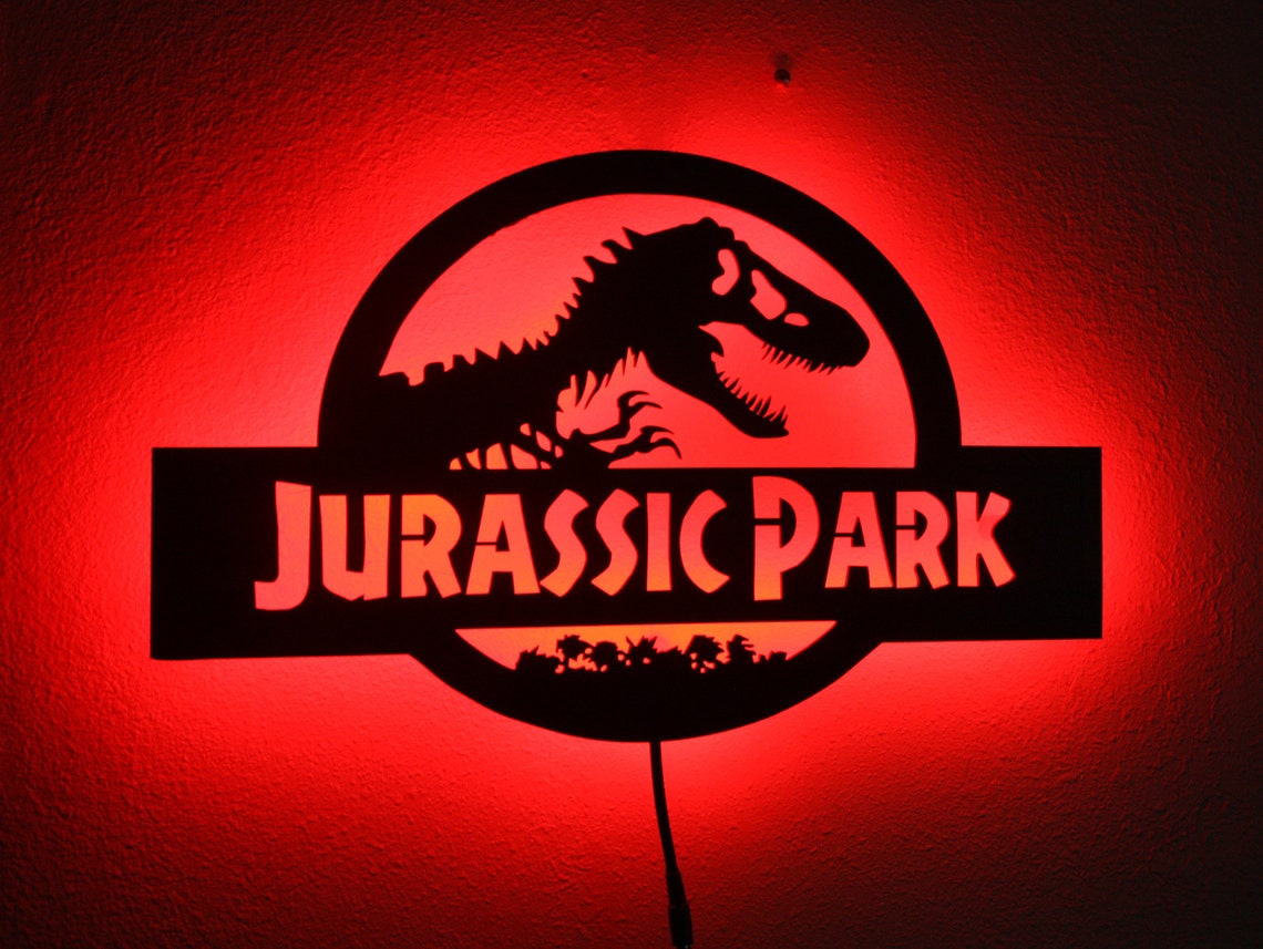 Wooden LED Back Lit Jurassic Park Wall Light FREE SHIPPING Etsy