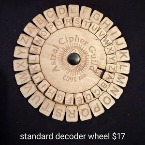 3” Wooden Cipher Wheel – Personalized Spy Decoder Gift, Secret Code Puzzle, Escape Room Prop, Detective Party Favor  Free shipping