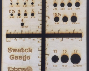 Wooden Swatch Gauge with needle gauge
