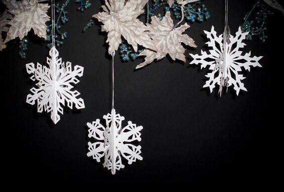 Three Digital Patterns for Making 3D Scherenschnitte Paper Snowflake Ornaments