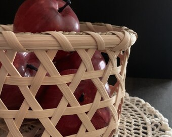 Mid-Century Modern Cane-Weave Hexagonal Handwoven Basket For Home Decor, Storage, or Potatoes and Onions Available in 2 Sizes