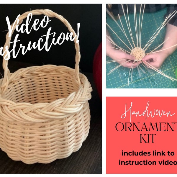 Weave Your Own Miniature Wicker Basket Christmas Ornament Easy Craft Kit with Both Paper and Video Instruction