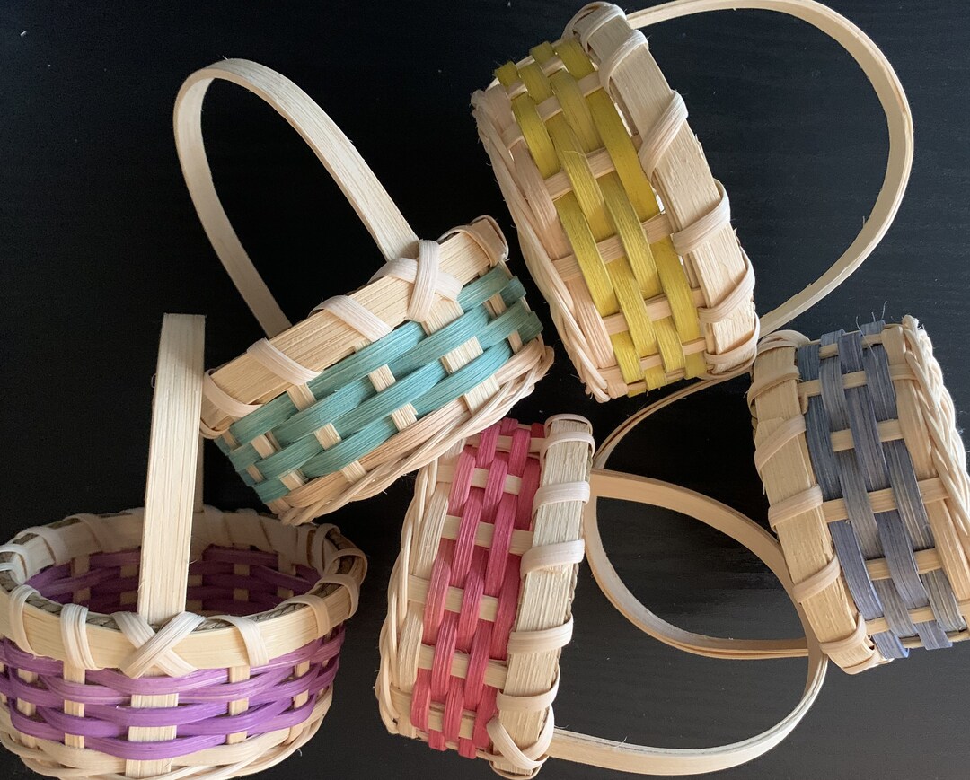 Mini Easter Favor Baskets Hand Dyed Hand Woven Small 4inch Favor