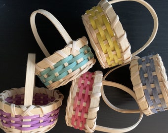 Hand Woven Favor Baskets: Small Hand-Dyed Reed Baskets, Pastel Colors, 2 sizes