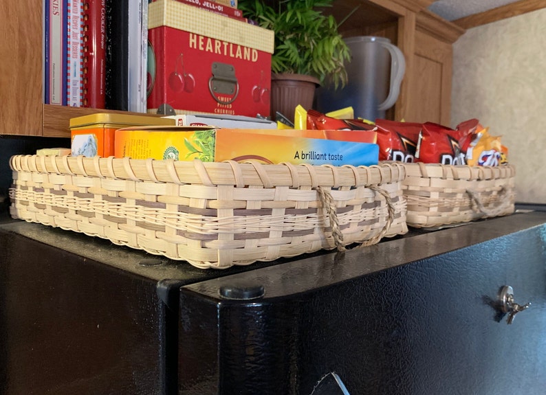 Top of Fridge Basket Hand Woven Rectangular Basket Shallow Etsy