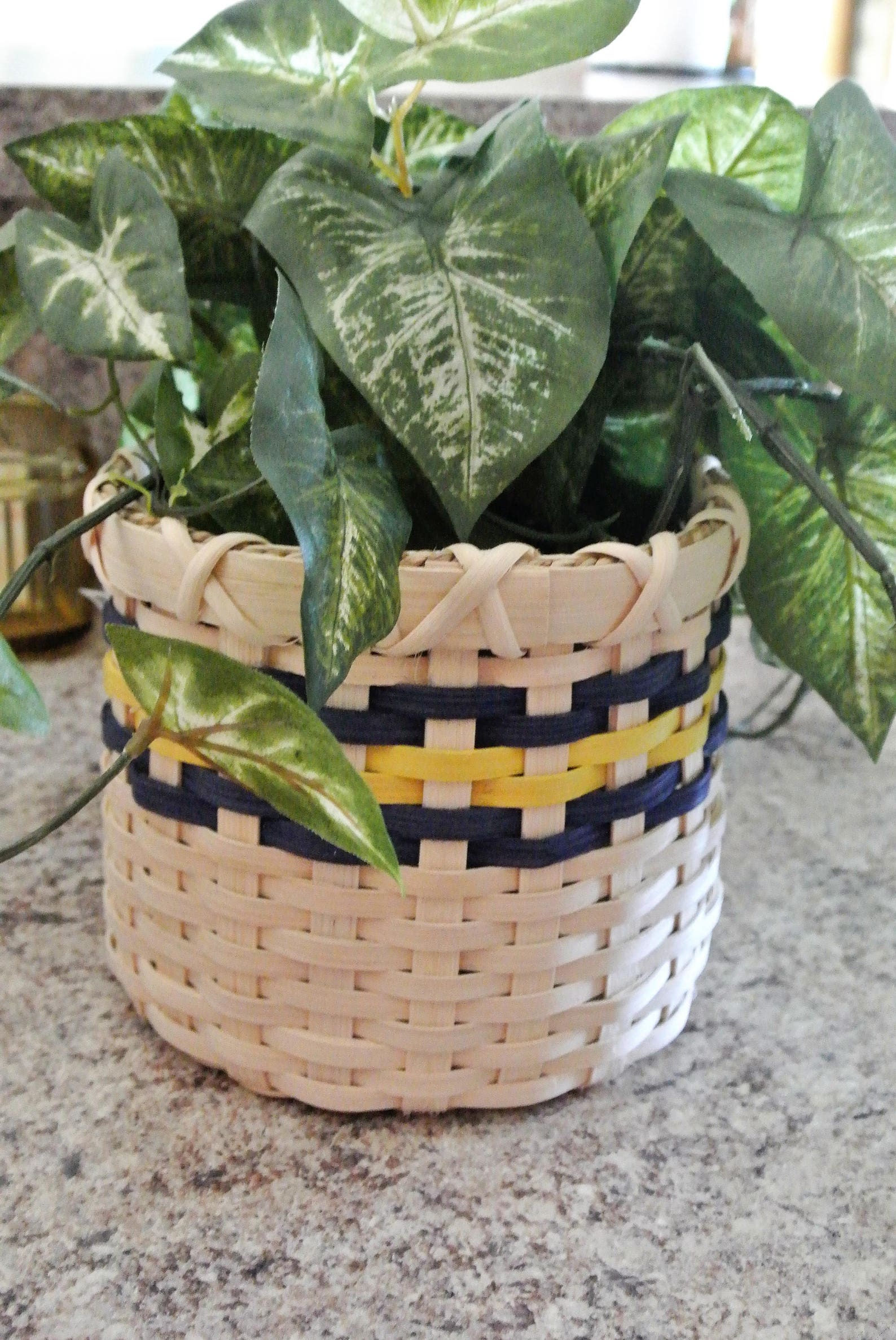 Hand Woven Basket Navy Blue and Gold Utility Storage Basket Etsy