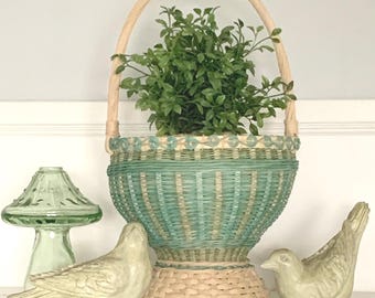 Handwoven Wicker Adult Easter Basket: Cottage Decor, Signed Art Piece