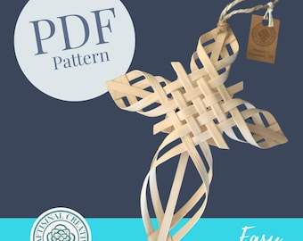 Woven Cross Ornament Pattern PDF: Easy Weaving Craft Instant Download w/ Video Instruction