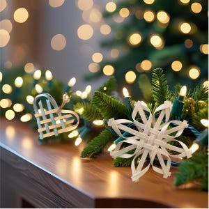Hand-Woven Christmas Wedding Garland Ornaments: Winter Poinsettia or Hearts