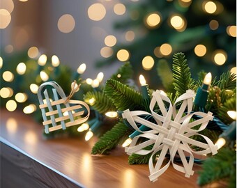 Hand-Woven Christmas Wedding Garland Ornaments: Winter Poinsettia or Hearts