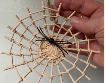 DIY Wicker Spider Web Ornament Kit: Easy Halloween Craft Project