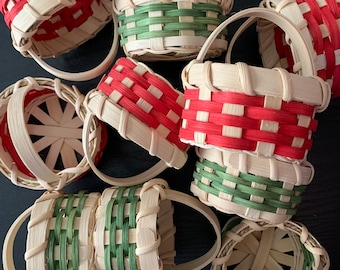 Hand-Dyed Woven Mini Christmas Basket: Bulk 3PK/6PK Party Favors