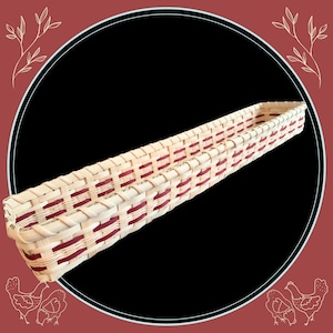 Hand-Woven Farmhouse Basket: Long Rectangular Centerpiece with Custom Accent Color
