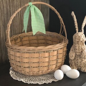 Large Vintage-Style Handwoven Easter Basket: 1800's Victorian Hand-Dyed Basket Replica