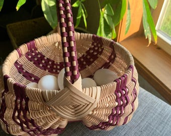Custom Woven Ribbed Egg Basket: Rustic Farmhouse Decor Your Choice of Color