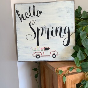 Hello Spring Knotty Pine Sign