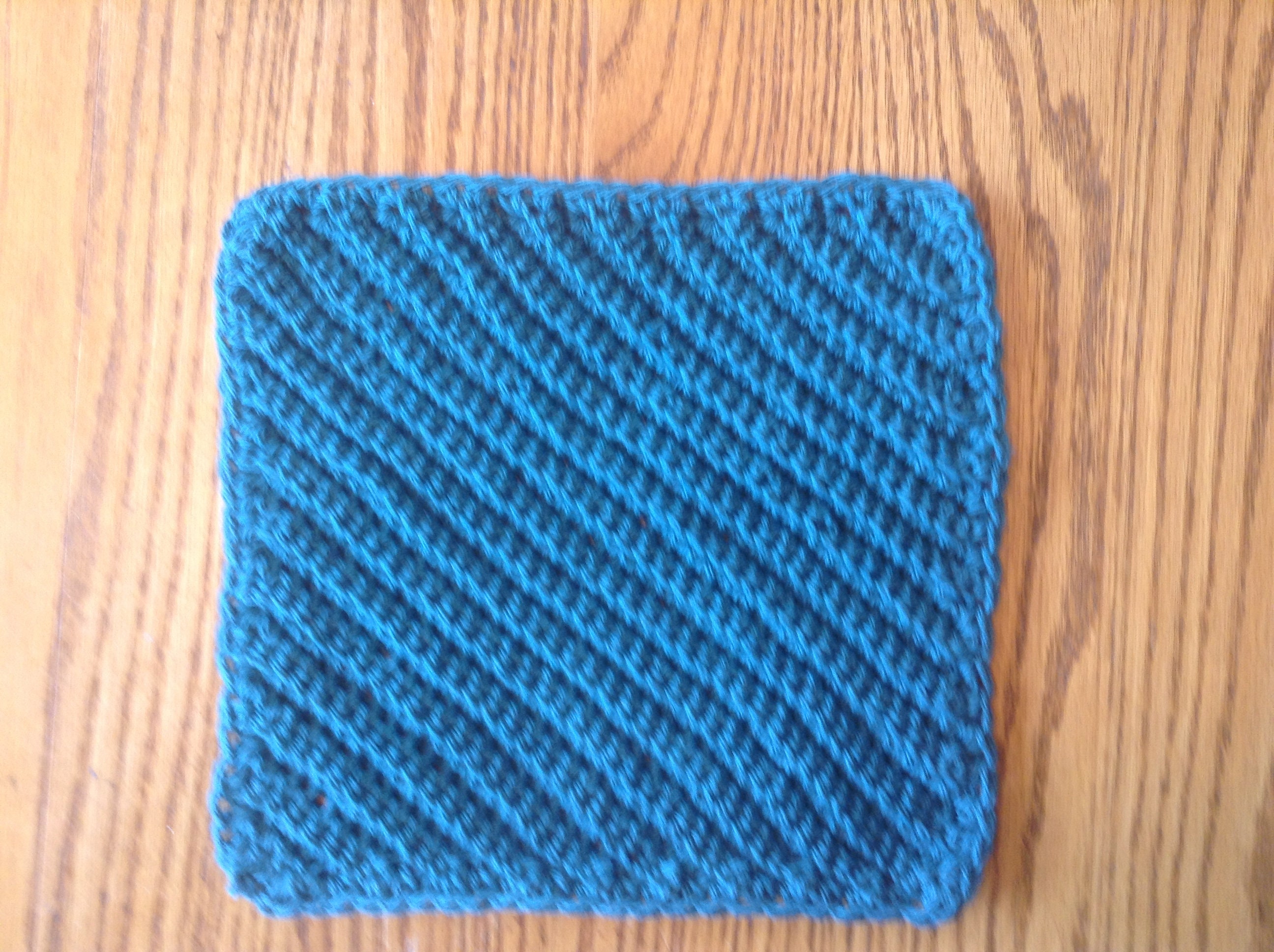 Diagonal Crochet Dishcloth Teal Etsy
