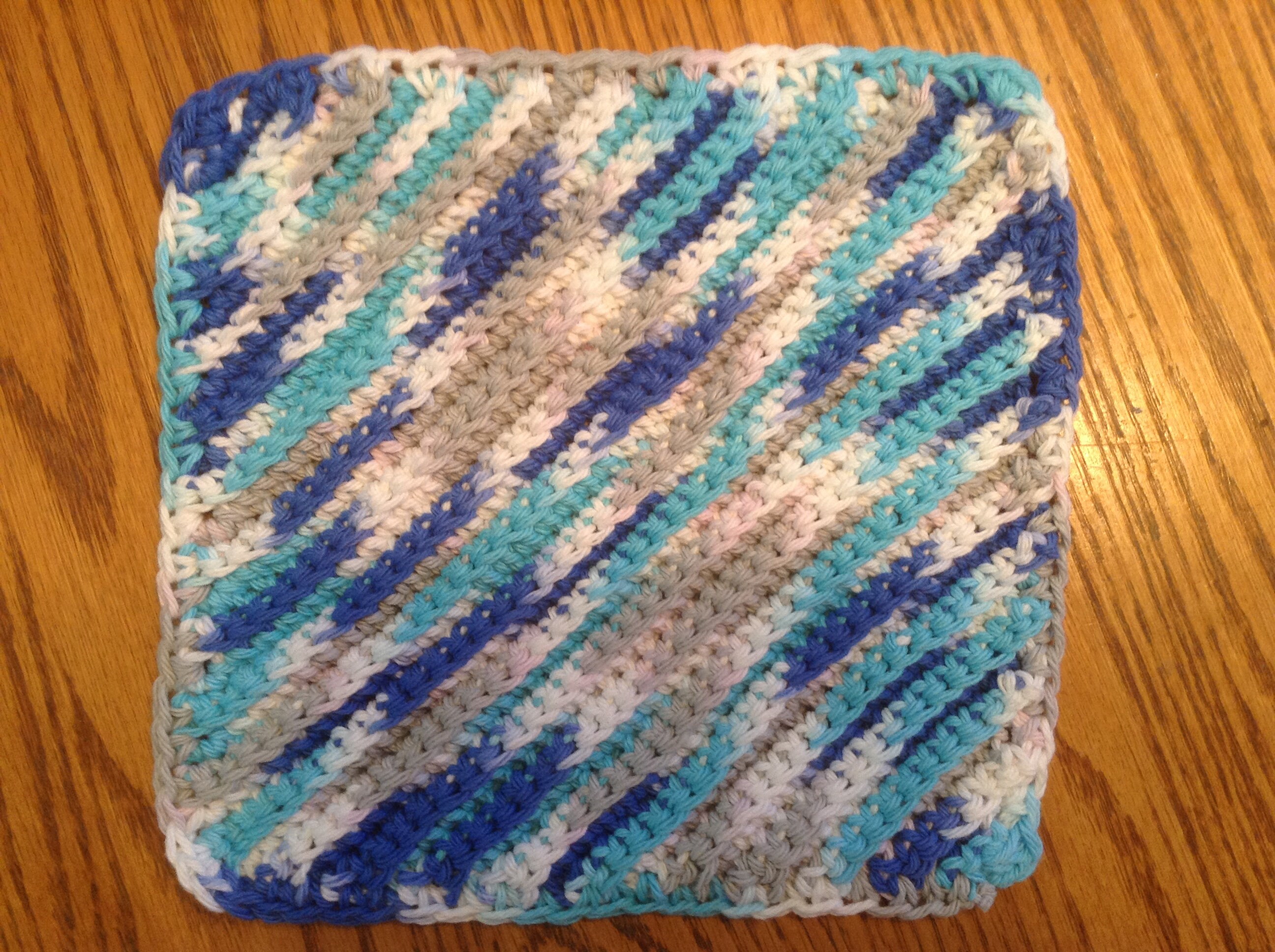 Diagonal Crochet Dishcloth Anchors Away Ombre Etsy