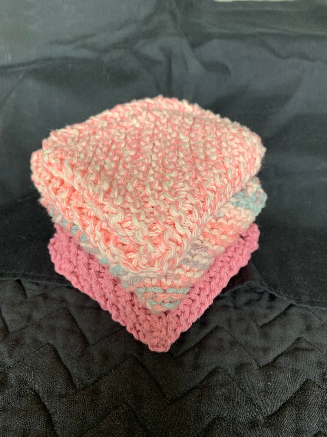 Knitted Dishcloths Set of 3 Pretty in Pink Etsy UK