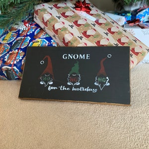 Gnome for the Holidays Knotty Pine Sign