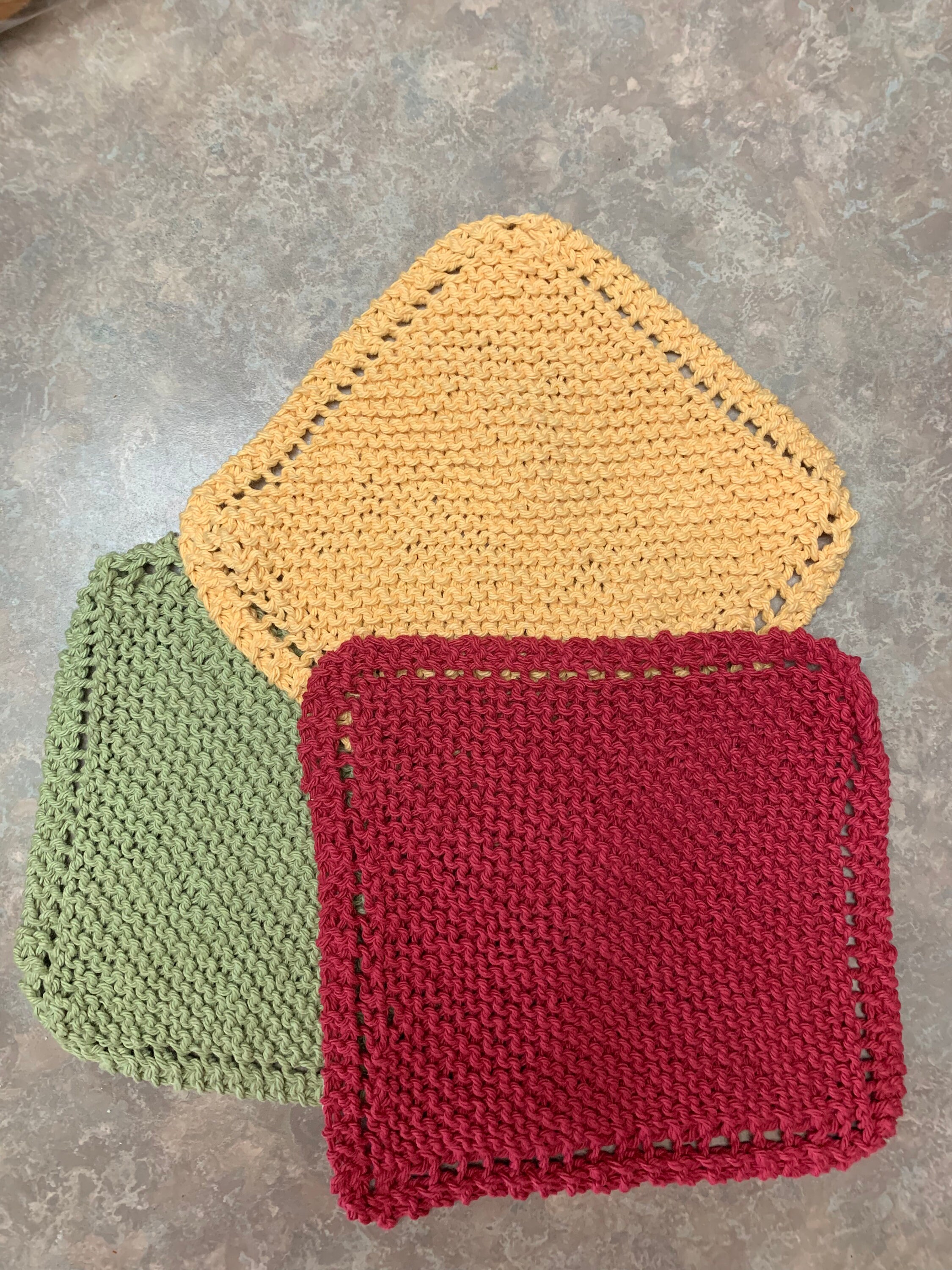 Knitted Dishcloths Set of 3 Country Solids Etsy UK